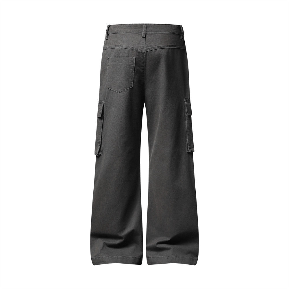 Men's Wide-Leg Cargo Pants – Relaxed Fit Multi-Pocket Workwear Trousers