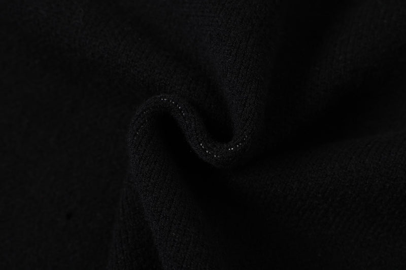 Rock Music Jacquard Crew Neck Pullover Sweater – Black Knit with Band Graphic