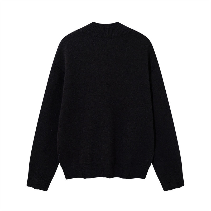 Men's Oversized Jacquard Knit Pullover Sweater with Union Jack Graphic