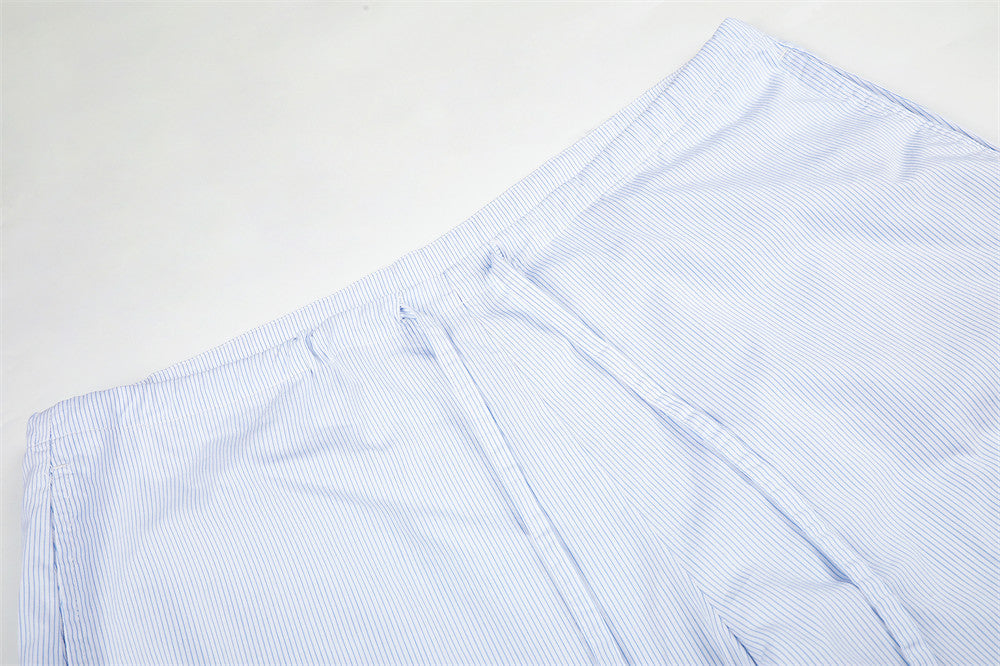 Wide-Leg Striped Trousers – Men's Relaxed Fit Straight-Cut Pants