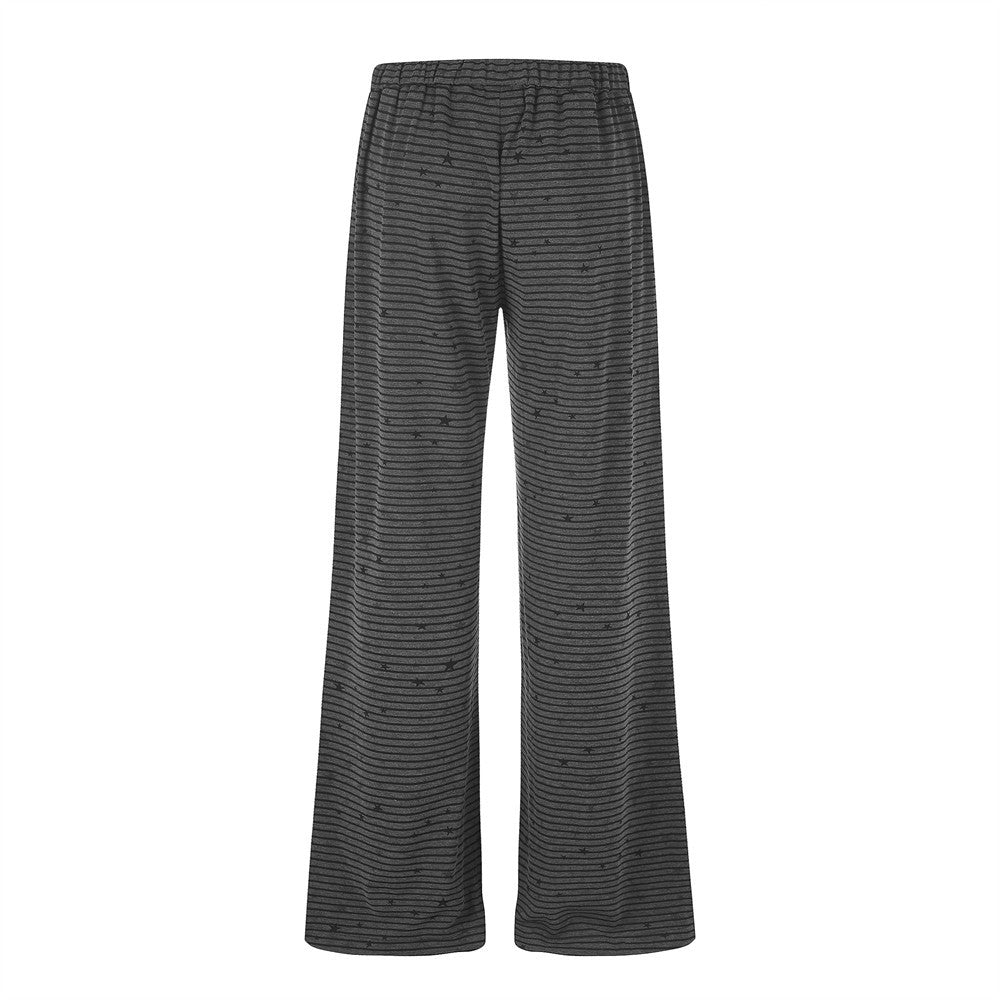 Star & Stripe Wide-Leg Lounge Pants – Flared Casual Trousers