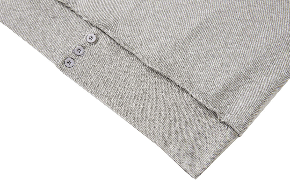 Polo manches longues avec écusson croix clouté – Haut streetwear vintage à ourlet brut