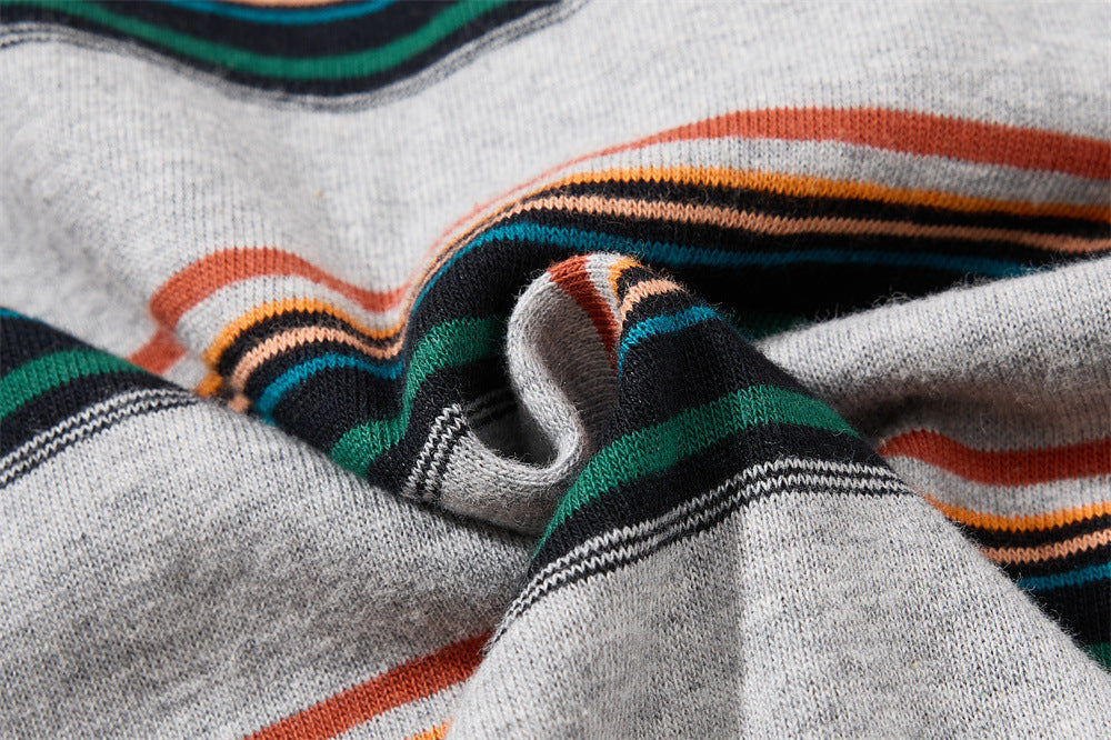 Striped Rugby Polo Shirt – Vintage American College Graphic Long Sleeve