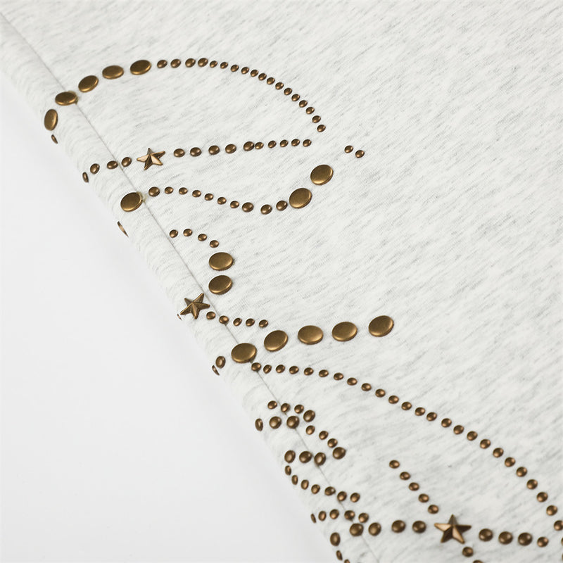 Wide Leg Sweatpants with Gold Stud Detail & Drawstring Waist