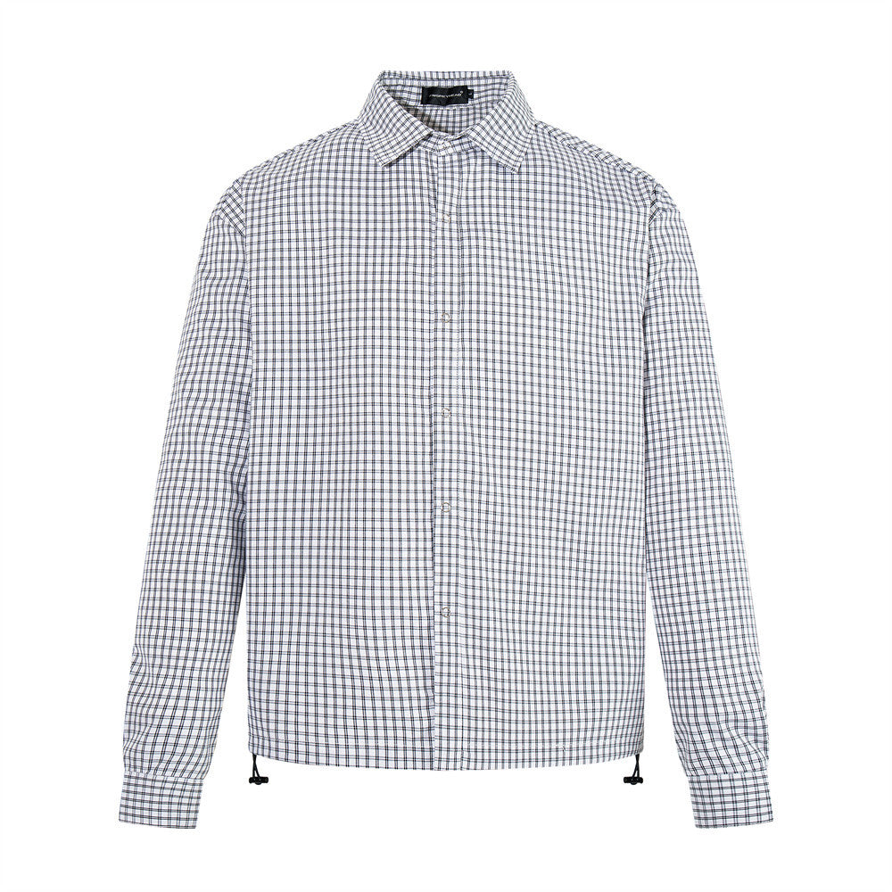 Plaid Long-Sleeve Shirt – Oversized Fit with Drawstring Hem