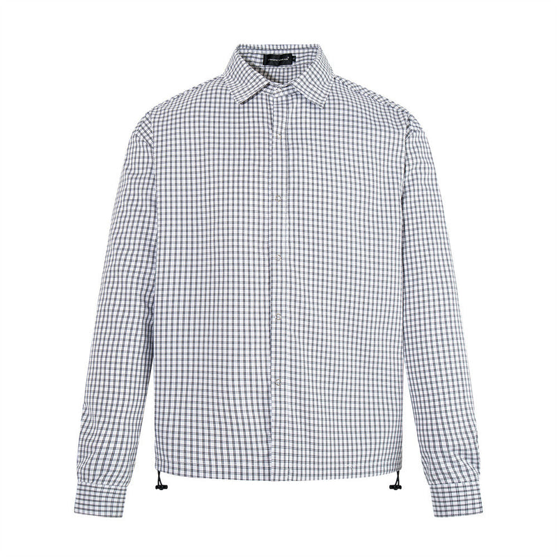 Plaid Long-Sleeve Shirt – Oversized Fit with Drawstring Hem