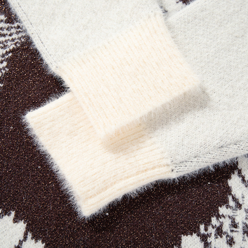 Goat Head Jacquard Crewneck Sweater – Oversized Knit Pullover