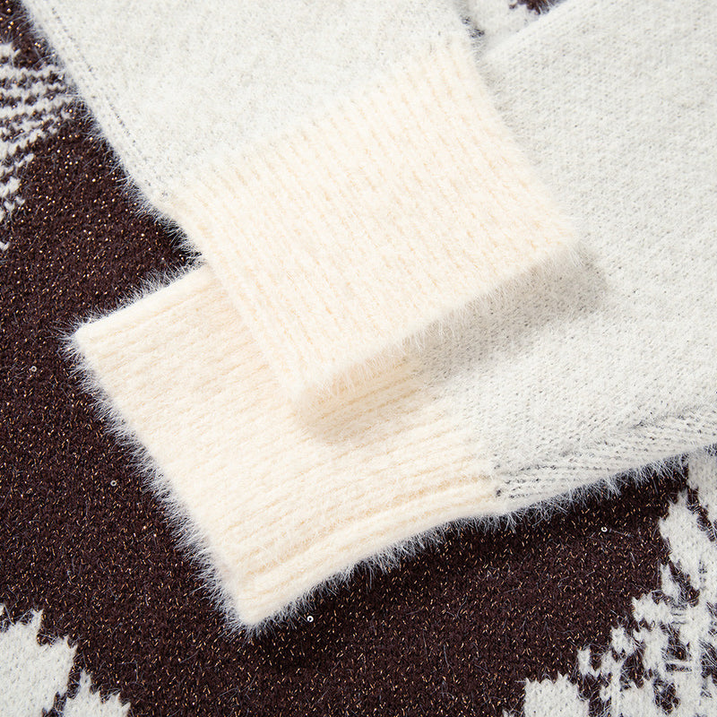Goat Head Jacquard Crewneck Sweater – Oversized Knit Pullover