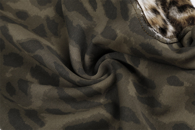 Wide-Leg Leopard Print Sweatpants with Faux Fur Cargo Pocket – Men's Relaxed Fit