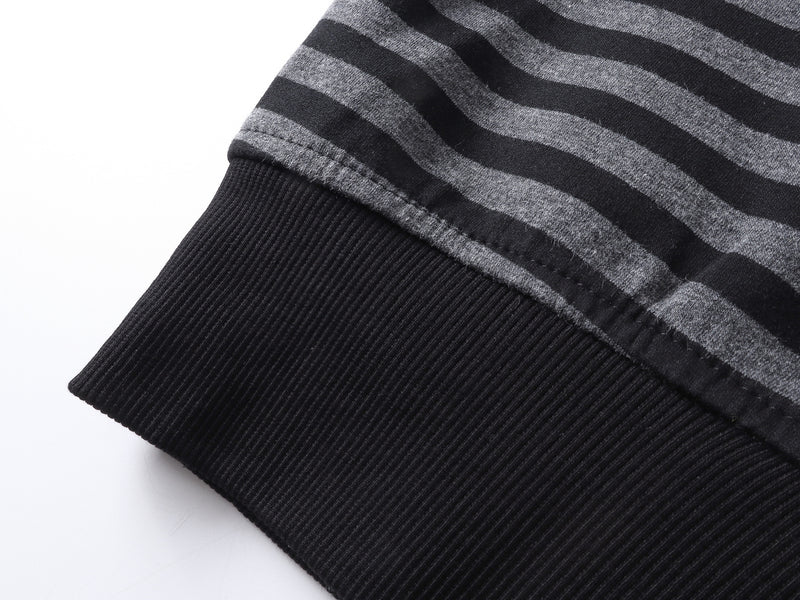 Bat Ear Zip-Up Hoodie – Oversized Dark Stripe Full-Face Mask Hood
