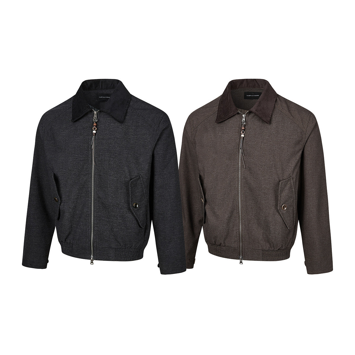 Men's Retro Harrington Jacket – Corduroy Collar, Full-Zip Bomber