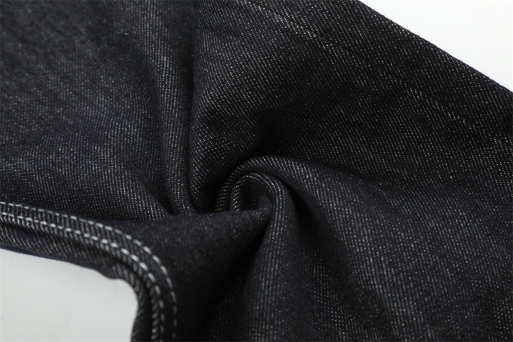 Herren Straight-Fit-Jeans – Wide-Leg-Rohdenim mit diagonalem Knopfverschluss und Karomuster