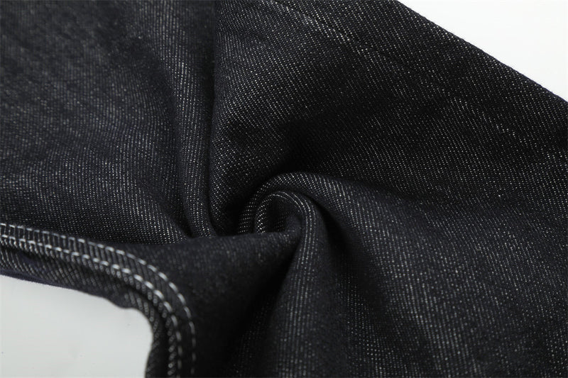 Herren Straight-Fit-Jeans – Wide-Leg-Rohdenim mit diagonalem Knopfverschluss und Karomuster