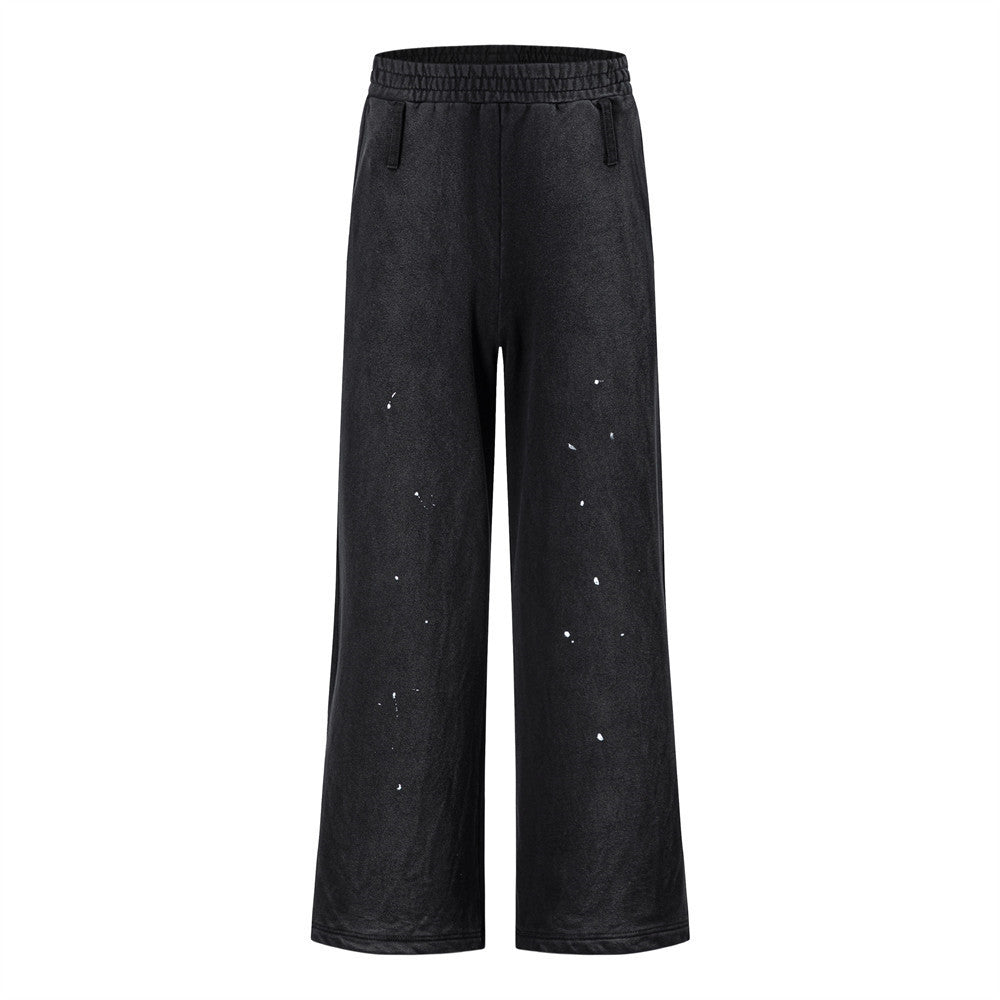 Paint Splatter Wide-Leg Sweatpants – Acid Wash Relaxed Fit Streetwear Pants