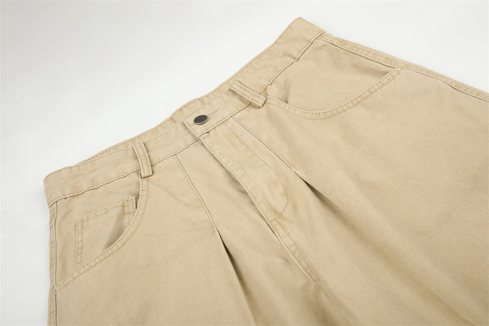 Wide-Leg Men's Pants with Star Embroidery & Cross Back Graphic – Relaxed