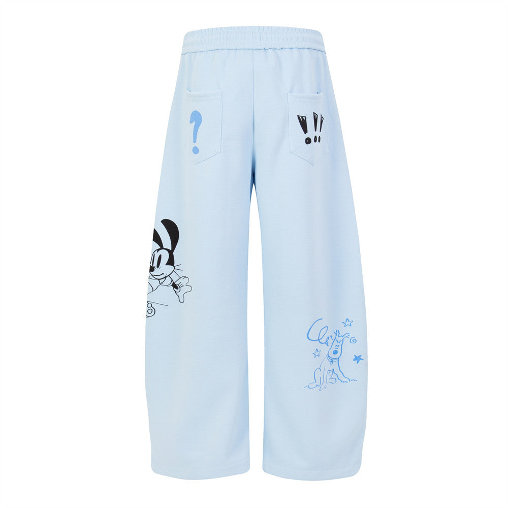 Mickey Mouse Graphic Wide-Leg Sweatpants with Football Charm