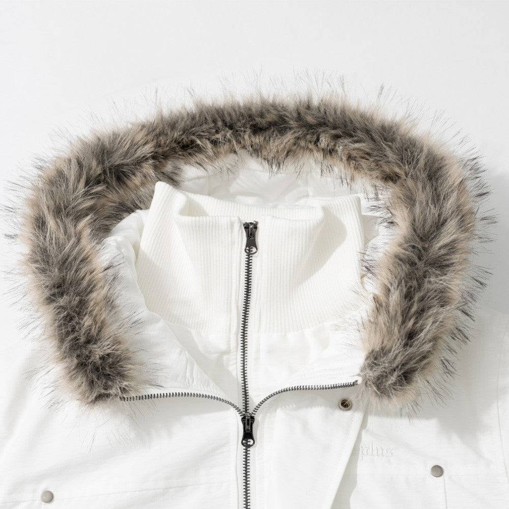 Blouson bomber à capuche en fausse fourrure – Manteau d'hiver homme isolant à double zip