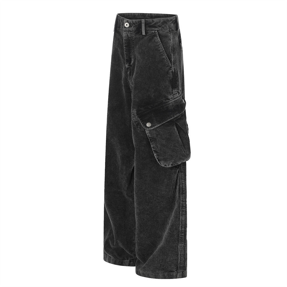 Herren-Cargohose aus Cord – Weites Bein, viele Taschen, Vintage-Washed-Look