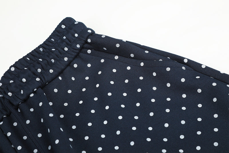 Pantalon de survêtement à jambes larges, imprimé pois et étoiles, taille à cordon