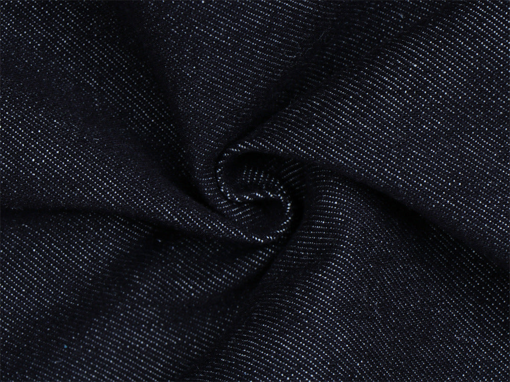 Jean homme coupe ample – Denim brut à double ceinture avec empiècements effilochés &