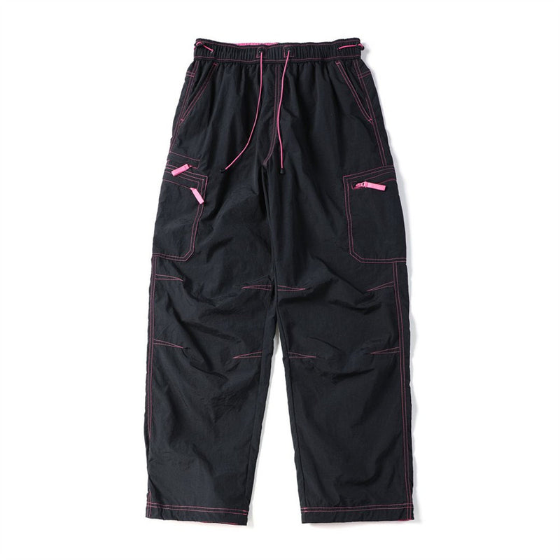 Cargo Work Pants for Men – Wide-Leg Multi-Pocket Utility Trousers with Contrast