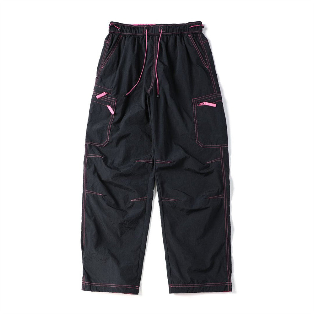 Cargo Work Pants for Men – Wide-Leg Multi-Pocket Utility Trousers with Contrast