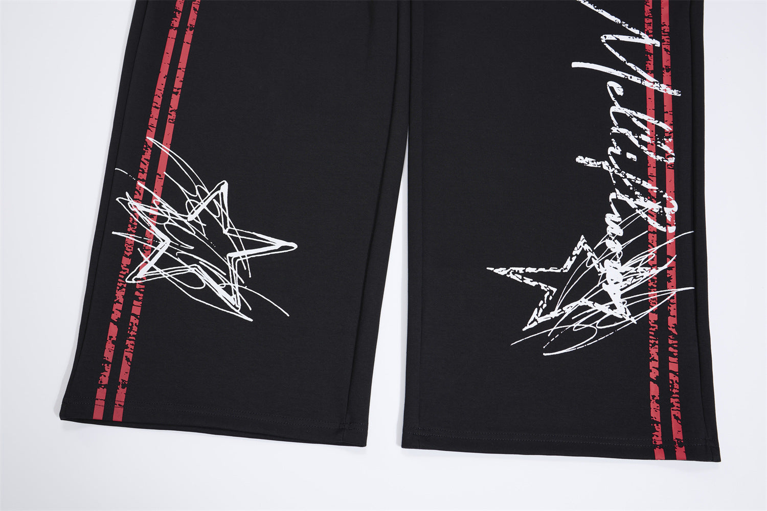 Wide-Leg-Sweathose mit Star-Graffiti-Print & zweilagigem Bund