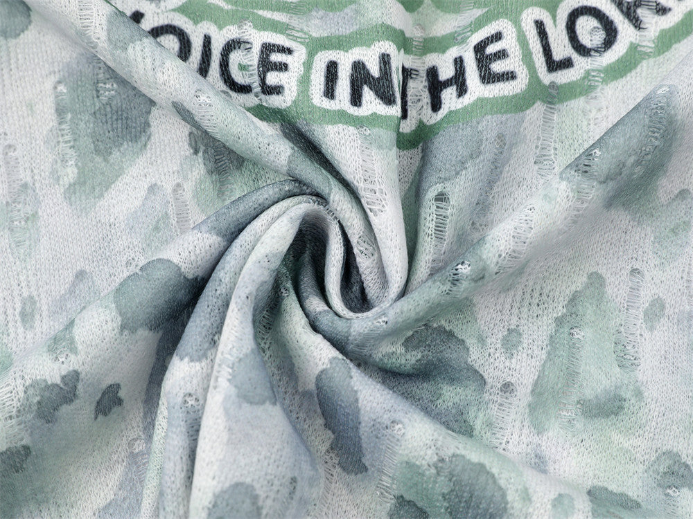 Camiseta gráfica de manga larga con estampado de leopardo – Animal print tie-dye con letras