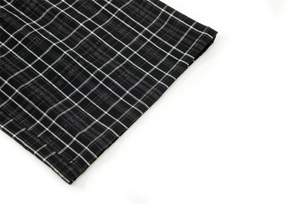 Men's Plaid Wide-Leg Pants – Relaxed Fit Drawstring Trousers