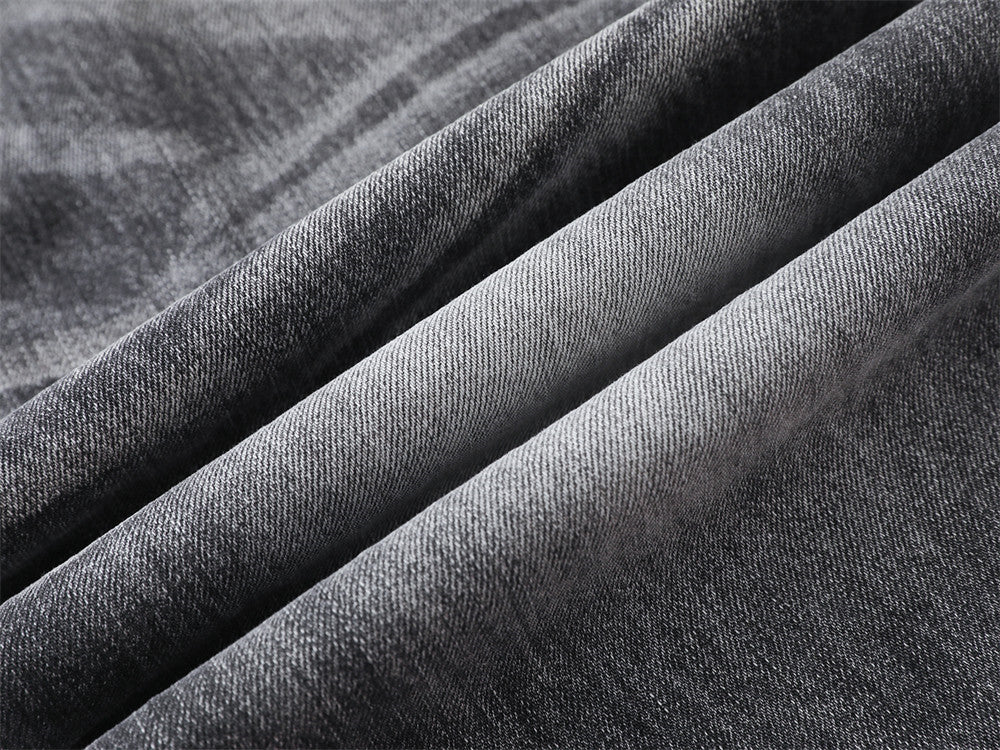 Wide-Leg Jeans Men's Washed Grey Vintage Distressed Baggy Denim Pants
