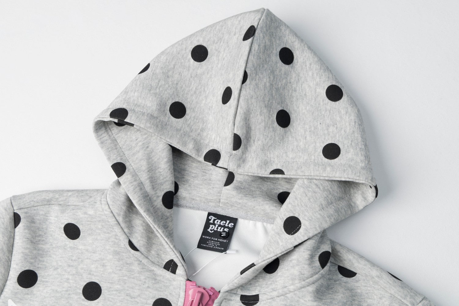 Sweat à capuche zippé à pois avec ailes d’ange et capuche oversize