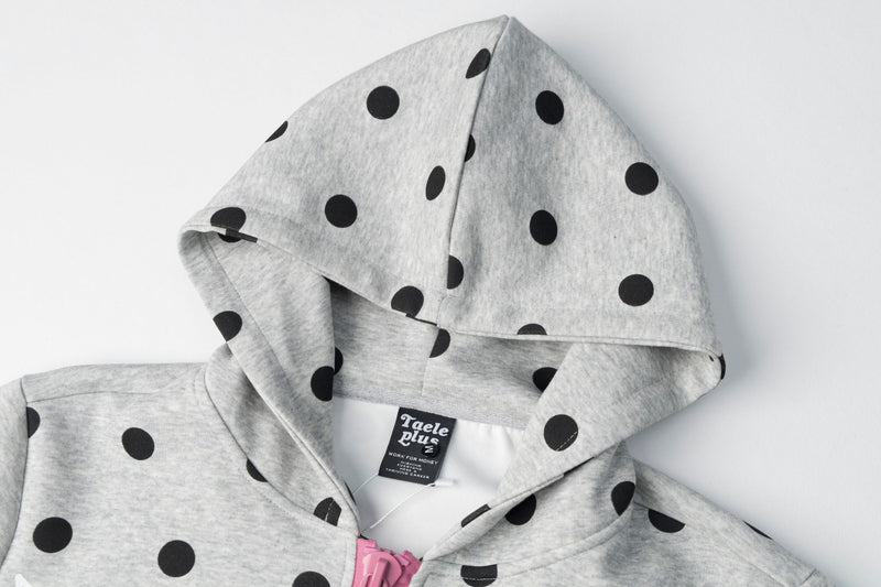 Sweat à capuche zippé à pois avec ailes d’ange et capuche oversize
