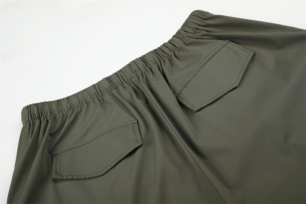Wide-Leg Parachute Pants – Pleated Drawstring Trousers with Ruched Detail