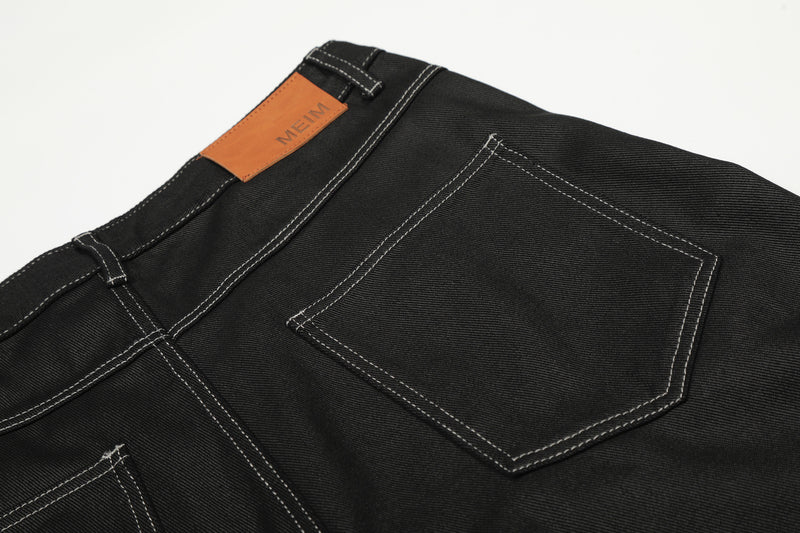 Jean wide leg à imprimé graphique – Denim noir oversize à lettrage affirmé