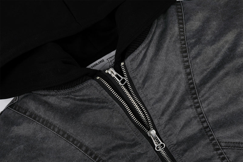 Oversized Padded Bomber Jacket – Faux Two-Piece Hooded Cotton Outerwear