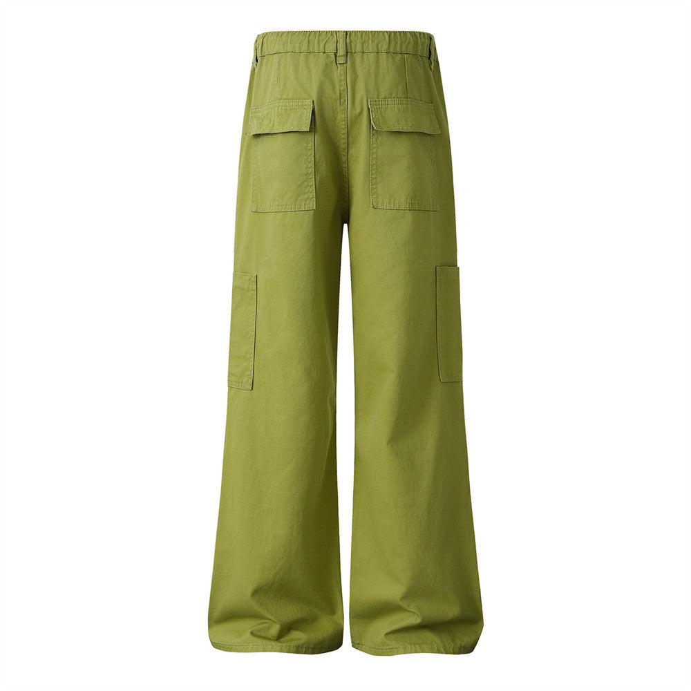 Men's Baggy Cargo Pants – Wide Leg Drawstring Parachute Trousers with