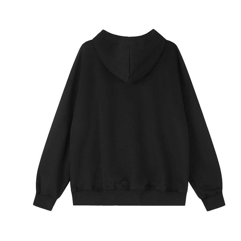 Zip-Hoodie mit Designer-Strass-Sternenpanel – schwarzes Oversize-Sweatshirt