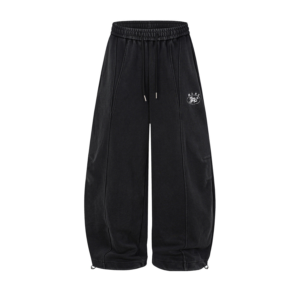 Wide-Leg Acid Wash Sweatpants – Oversized Balloon Fit with Drawstring Hem