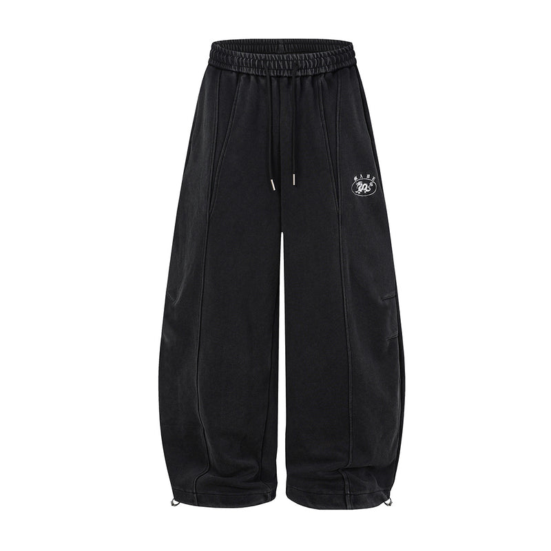 Wide-Leg Acid Wash Sweatpants – Oversized Balloon Fit with Drawstring Hem