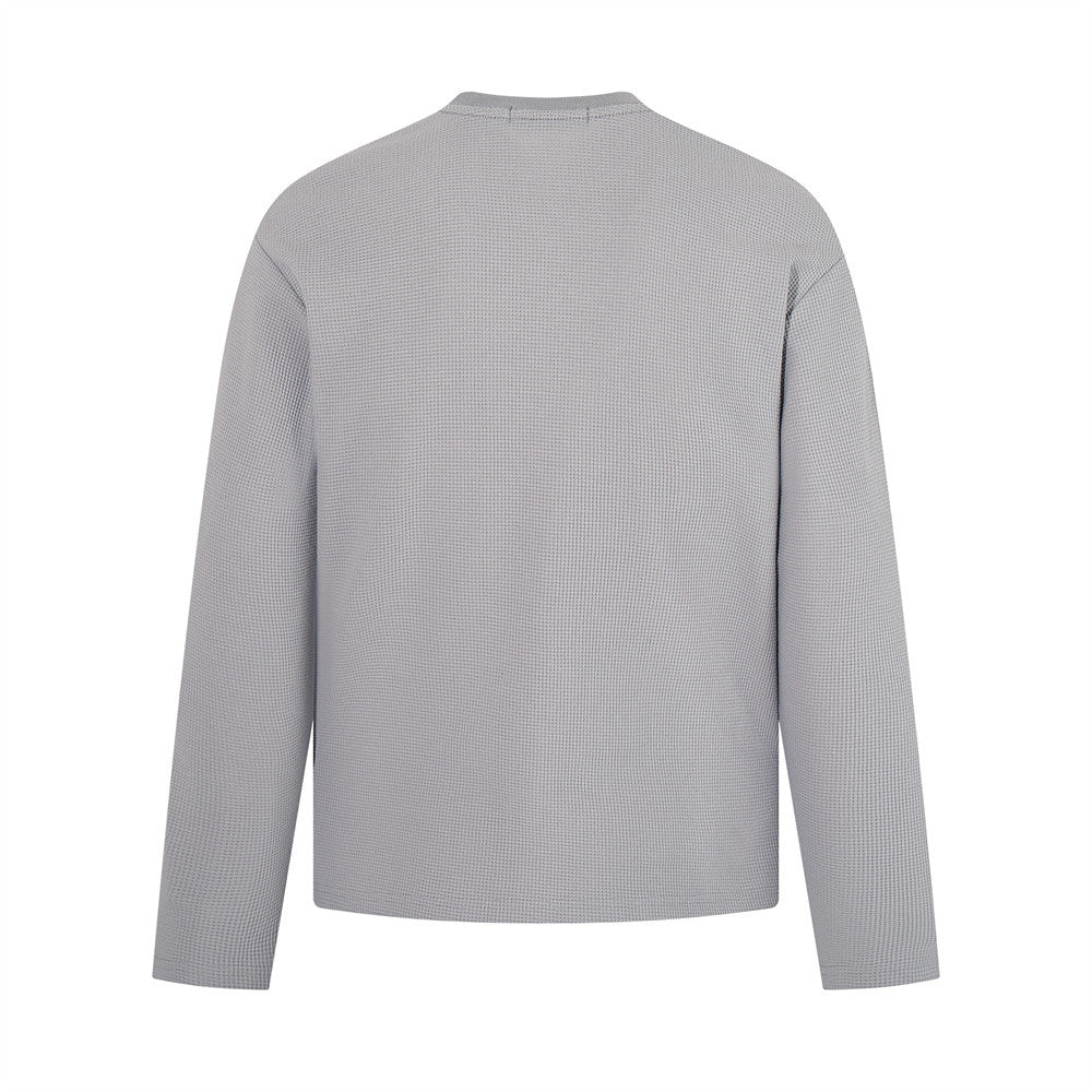 Waffle Knit Graphic Long Sleeve T-Shirt – Sovereign Soul Print, Relaxed Fit