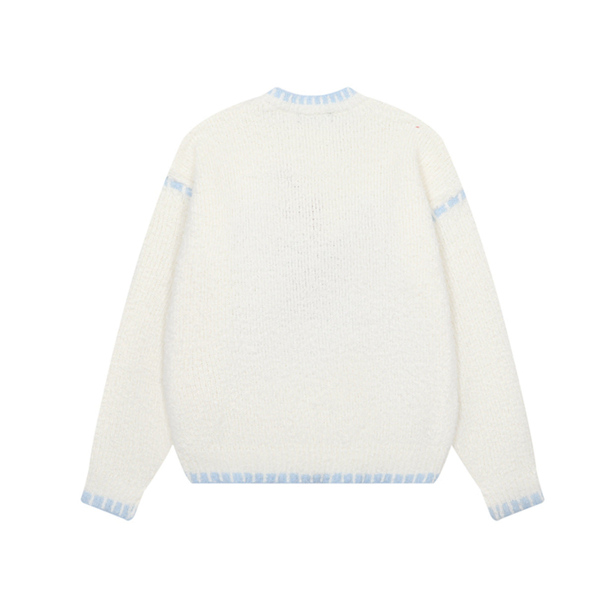 Cartoon Jacquard Crewneck Knit Sweater with Fringe Detail