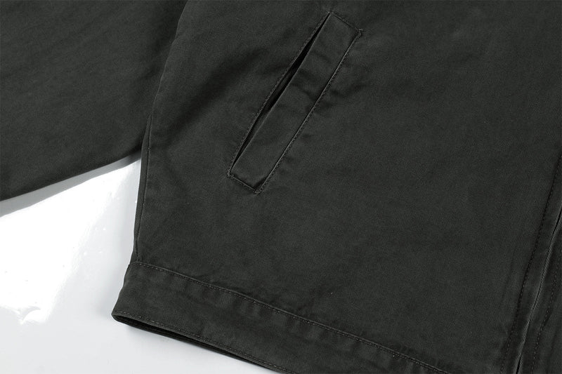 Veste Harrington boxy délavée – Col distressed vert militaire et coupe courte