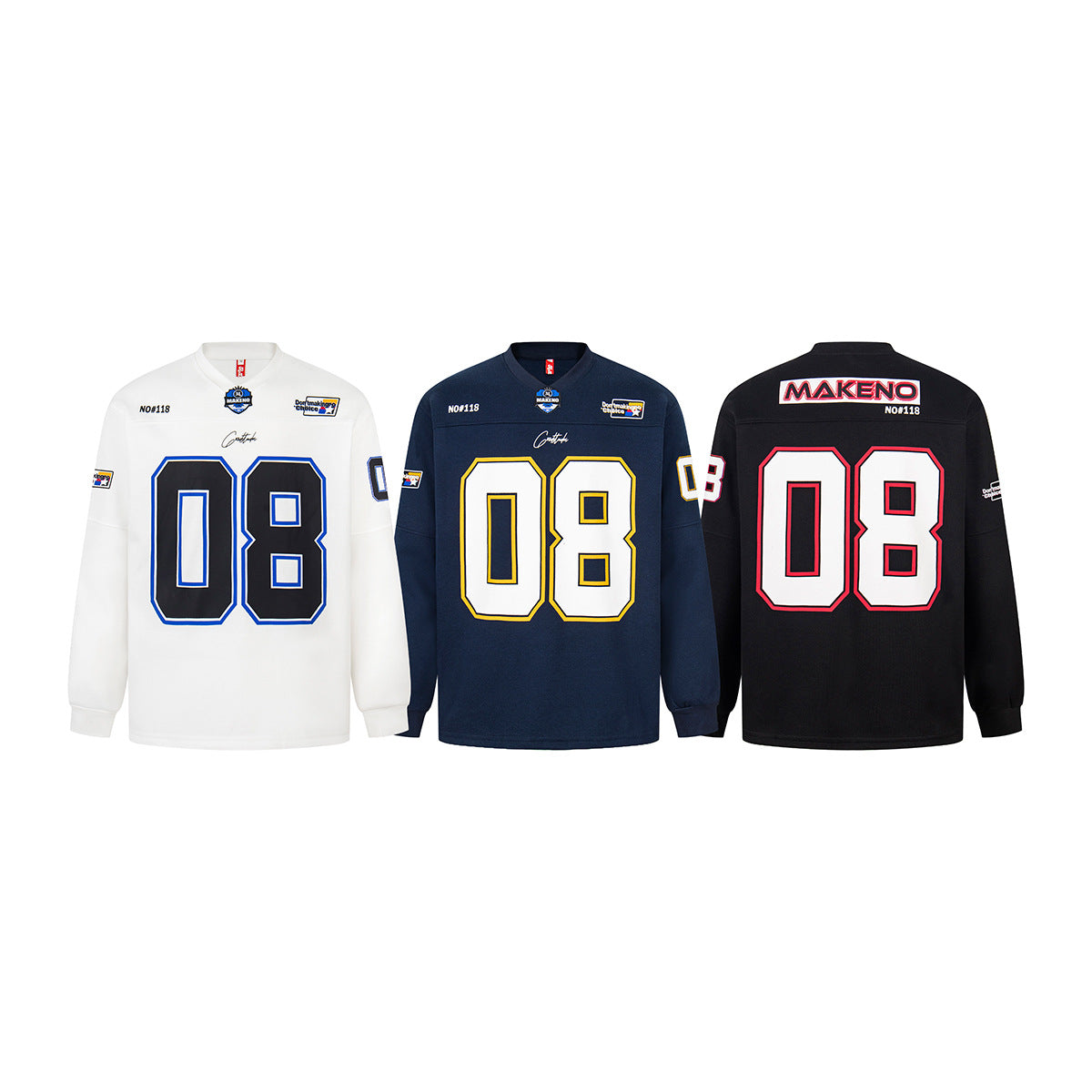 Camiseta de Manga Larga de Fútbol Americano – Top Streetwear Varsity con Número 08