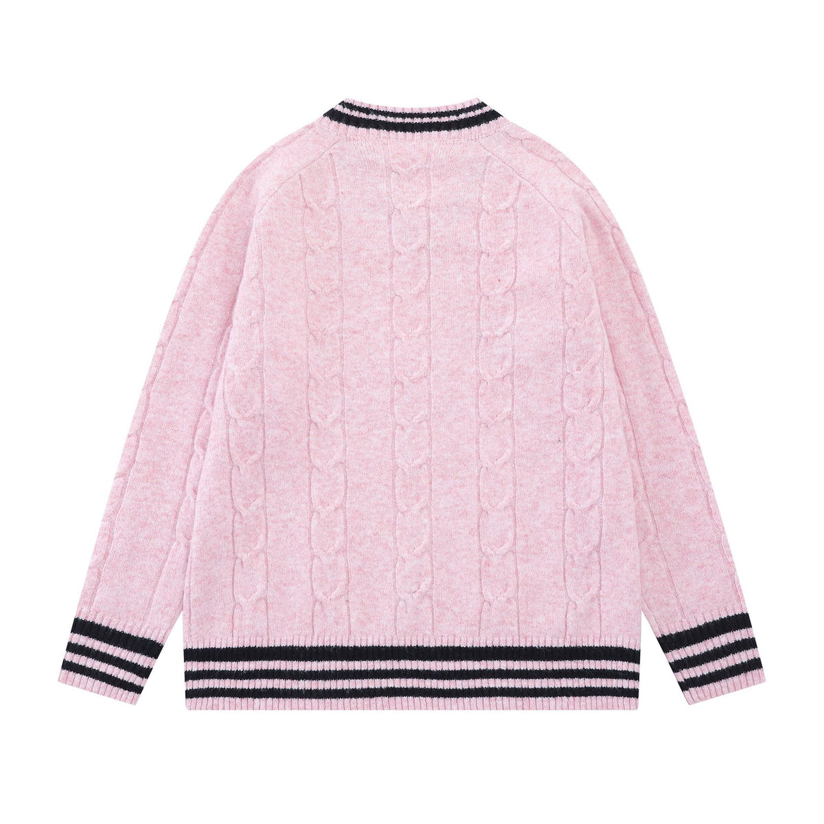 Cable Knit V-Neck Varsity Sweater – Number 8 Collegiate Pullover