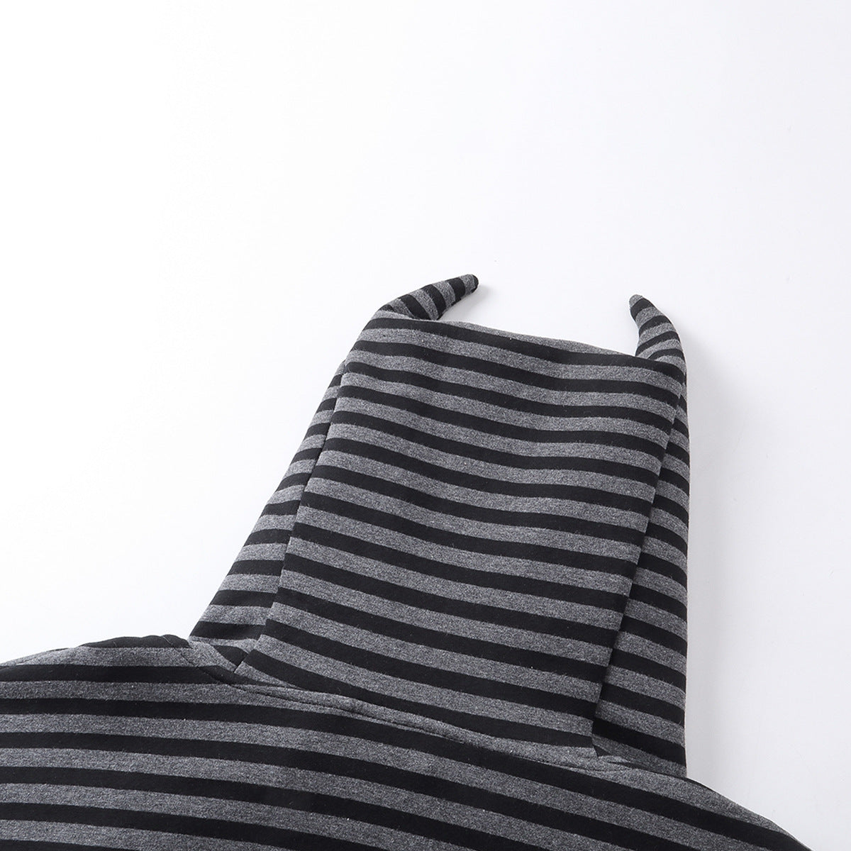 Bat Ear Zip-Up Hoodie – Oversized Dark Stripe Full-Face Mask Hood