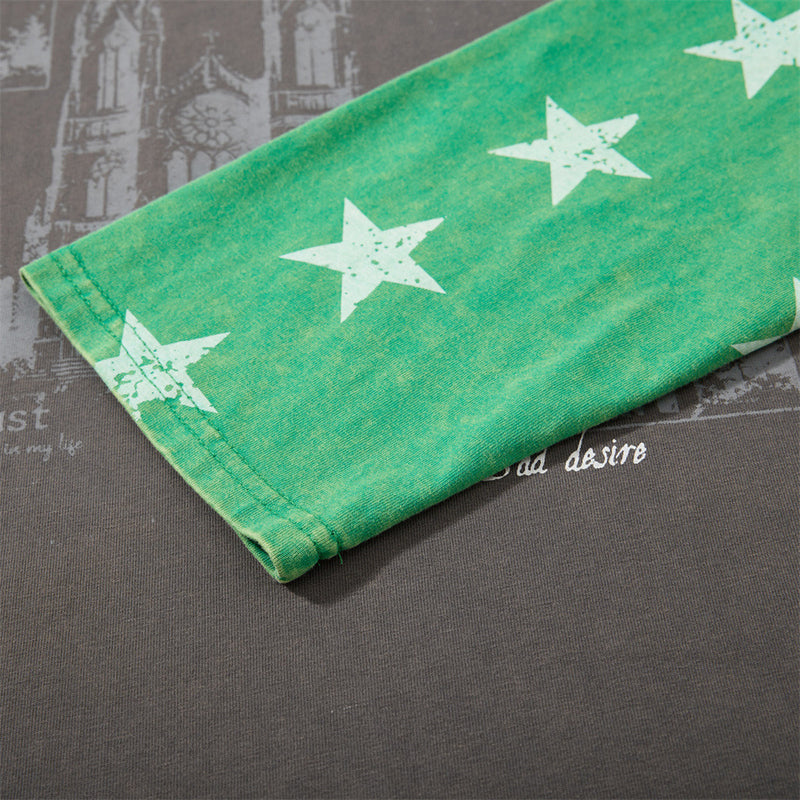 Cathedral Graphic Raglan Long Sleeve Tee with Star-Print Sleeves