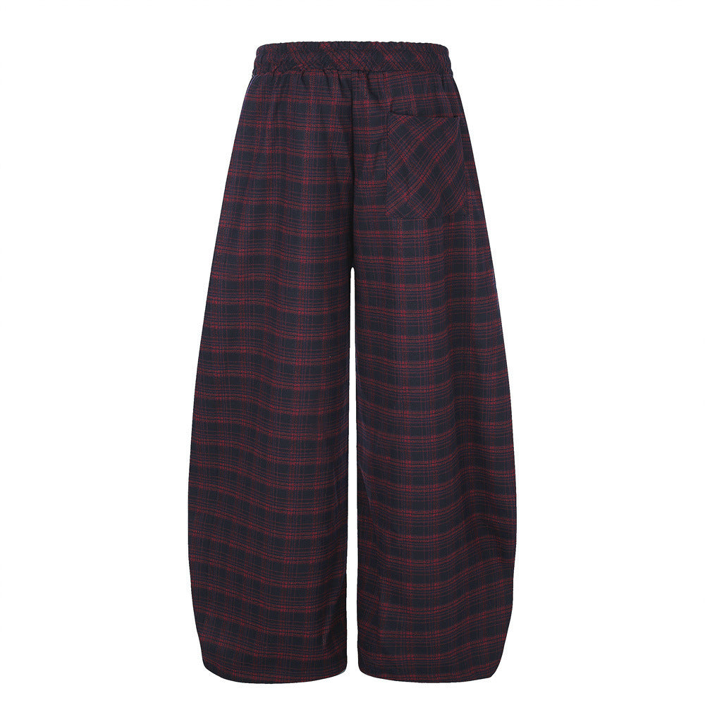 Plaid Wide-Leg Baggy Pants – Oversized Retro Streetwear Trousers