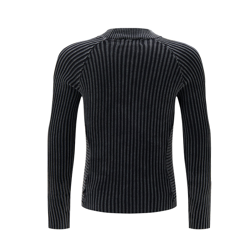 Underground Ribbed Crew Neck Sweater – Washed Slim-Fit Knit Top