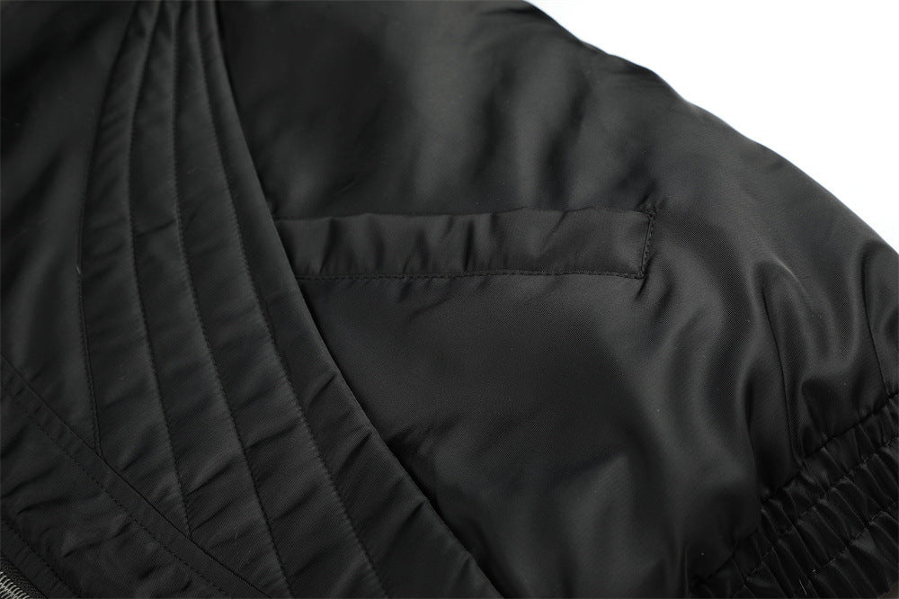 Faux Fur Collar Padded Bomber Jacket – Quilted Stitch Detail Men's Winter Coat