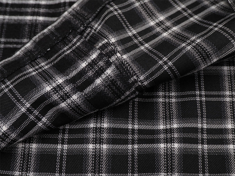Men's Long Sleeve Plaid Shirt with Script Embroidery – Relaxed Fit